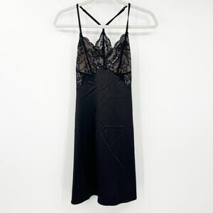Camellia Womens Coquette Whimsigoth‎ Y2K Satin Lace Cami Slip Dress Size S Black